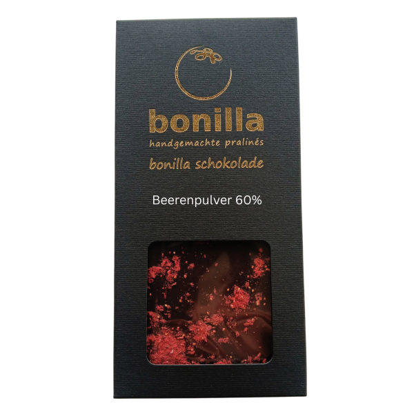 Zartbittere Schokolade mit Beerenpulver