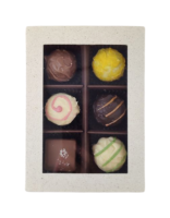 Klarsichtschachtel mit 6 Pralinen Klarsichtschachtel mit 6 Pralinen