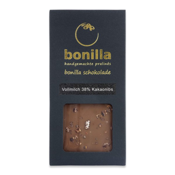 Vollmilch 38% Schokolade Kakaonibs