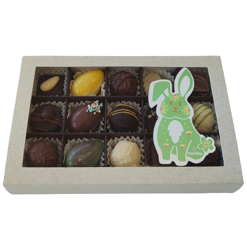Klarsicht-Pralinenschachtel "Osterhase" 15 Pralinen