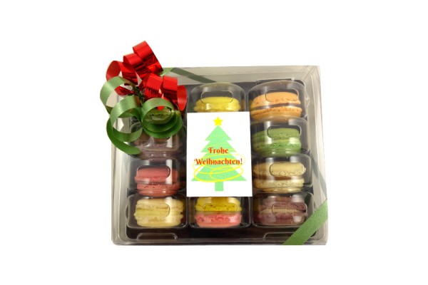 Weihnachtliche Macarons-Schachtel mit 12 Macarons